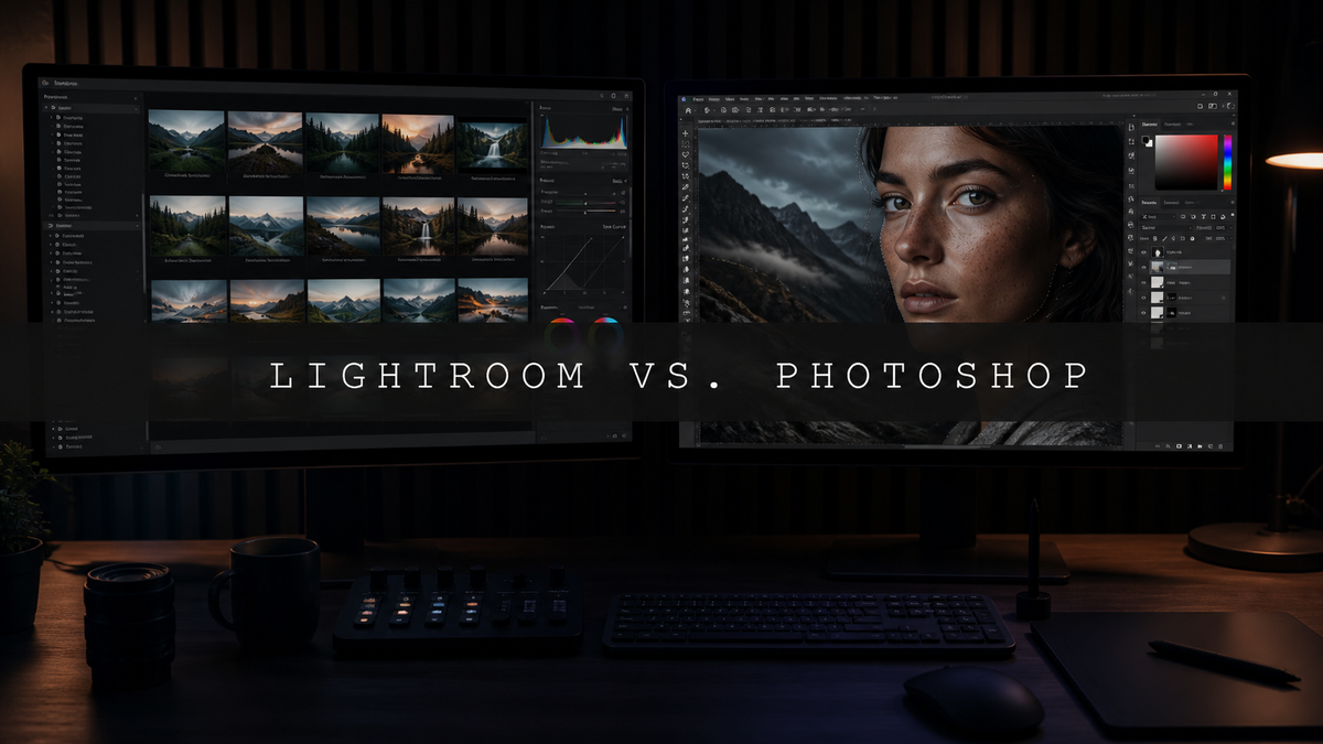 Lightroom and Photoshop photo editing workspace comparison
