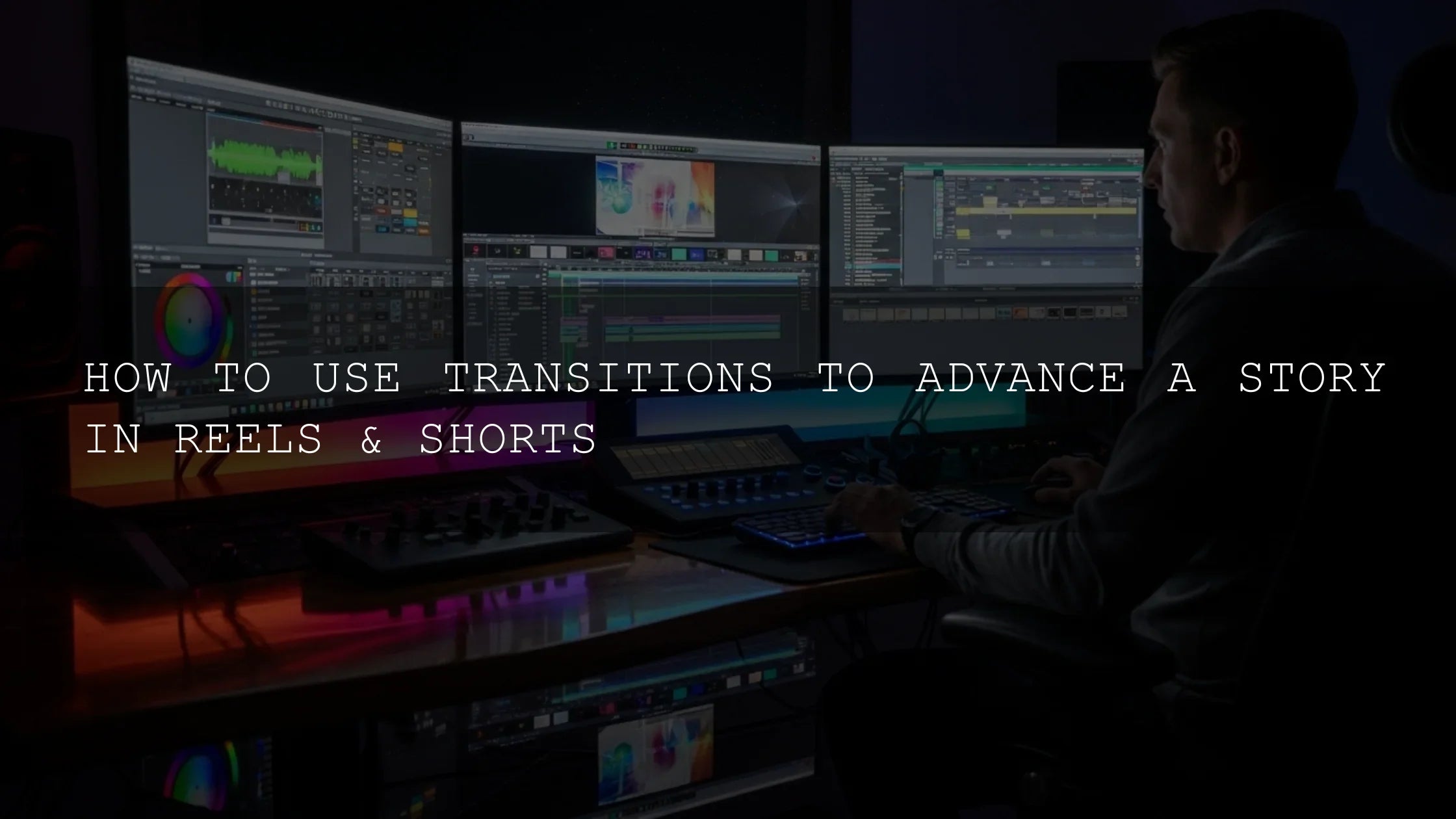 AAA Presets video editor at workstation using transitions for Reels and Shorts tutorial