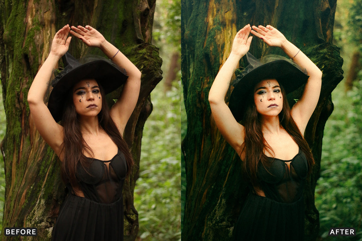 Witchcore Editorial Lightroom Presets before and after photo example 12