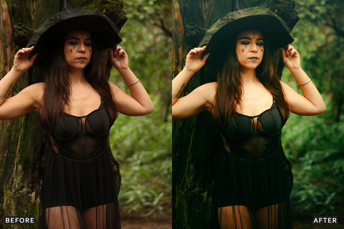 Witchcore Editorial Lightroom Presets before and after photo example 13