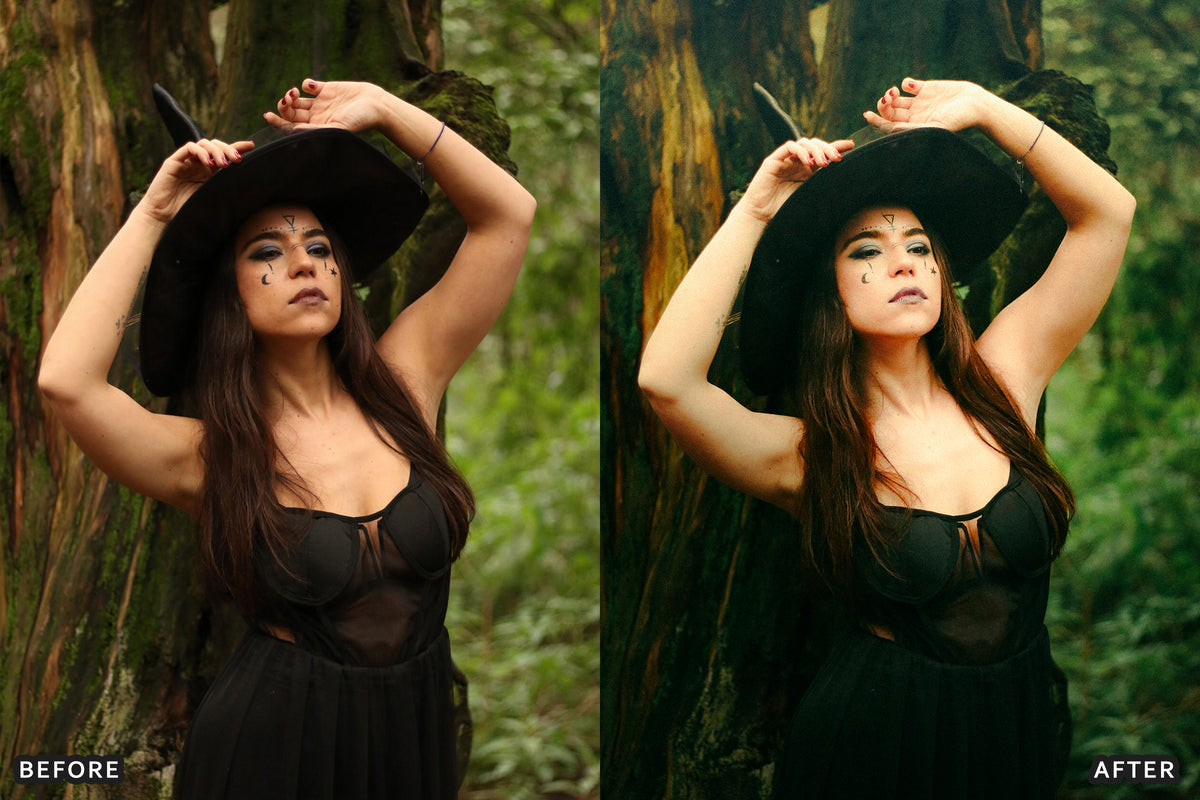 Witchcore Editorial Lightroom Presets before and after photo example 14