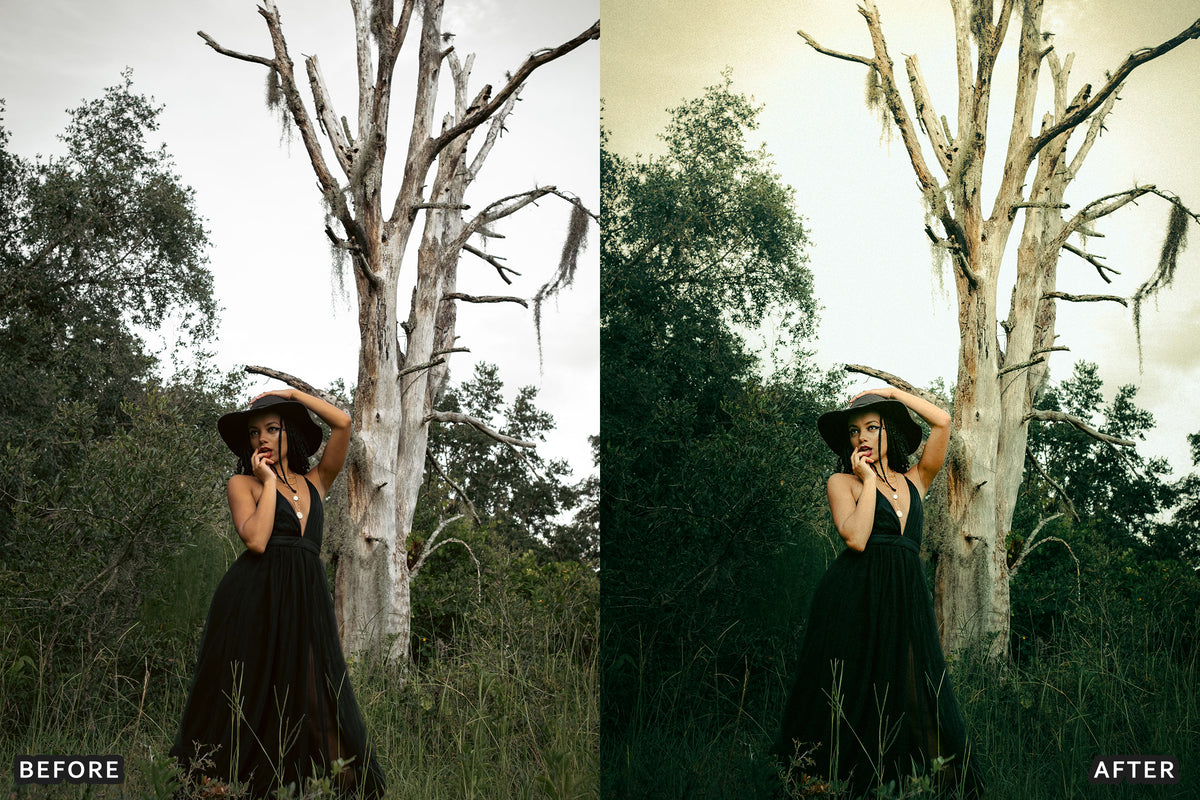 Witchcore Editorial Lightroom Presets before and after photo example 19
