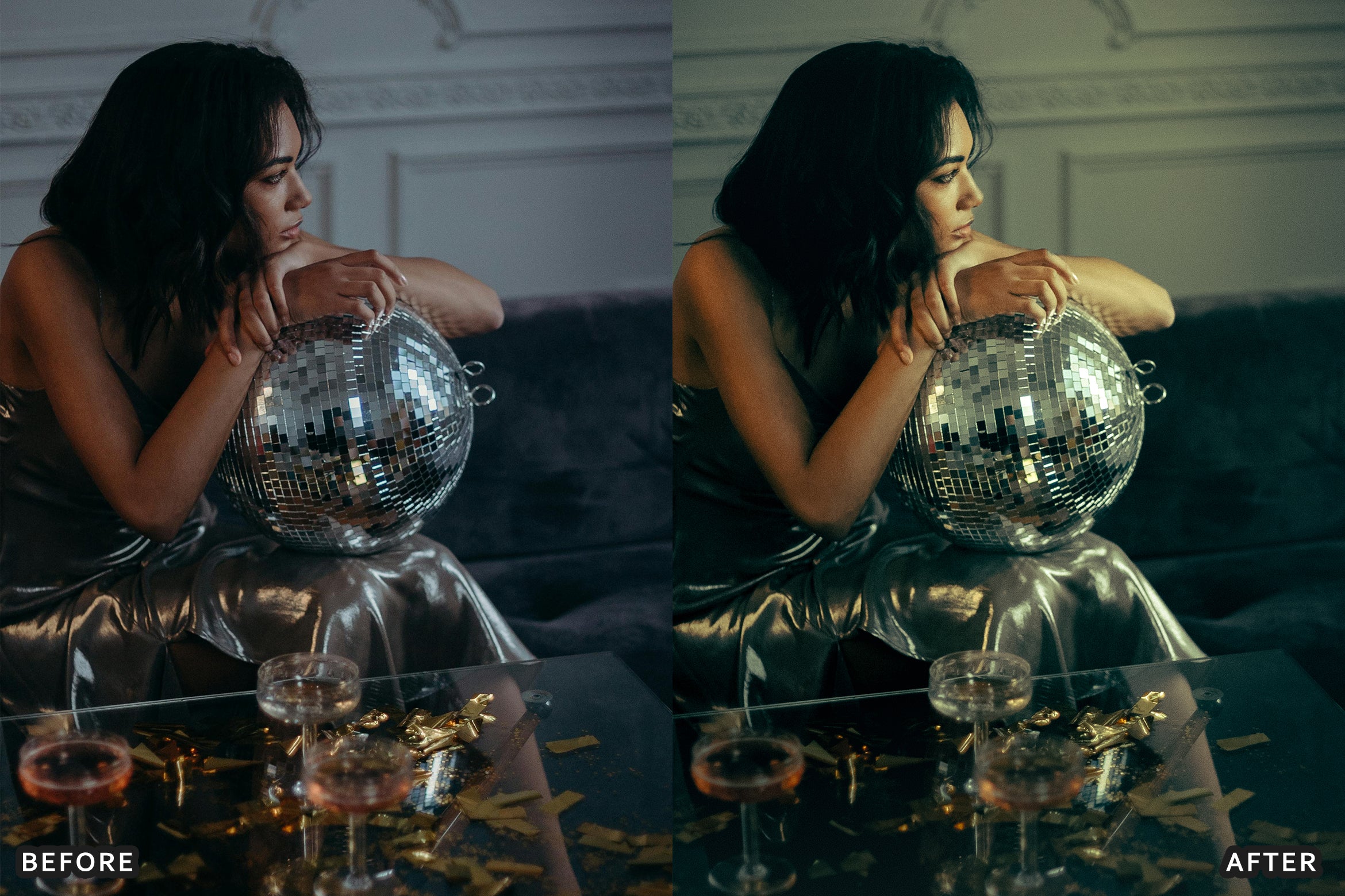 AI-Optimized Champagne Noir Glam Lightroom Presets