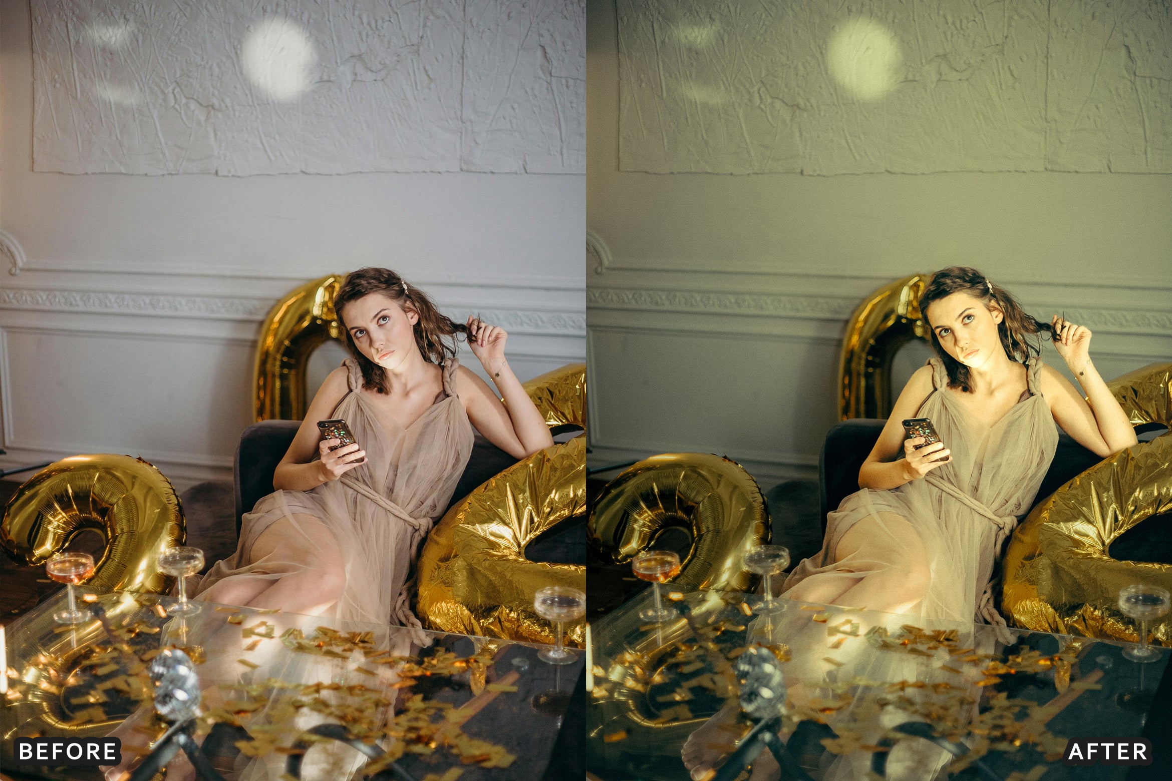 AI-Optimized Champagne Noir Glam Lightroom Presets