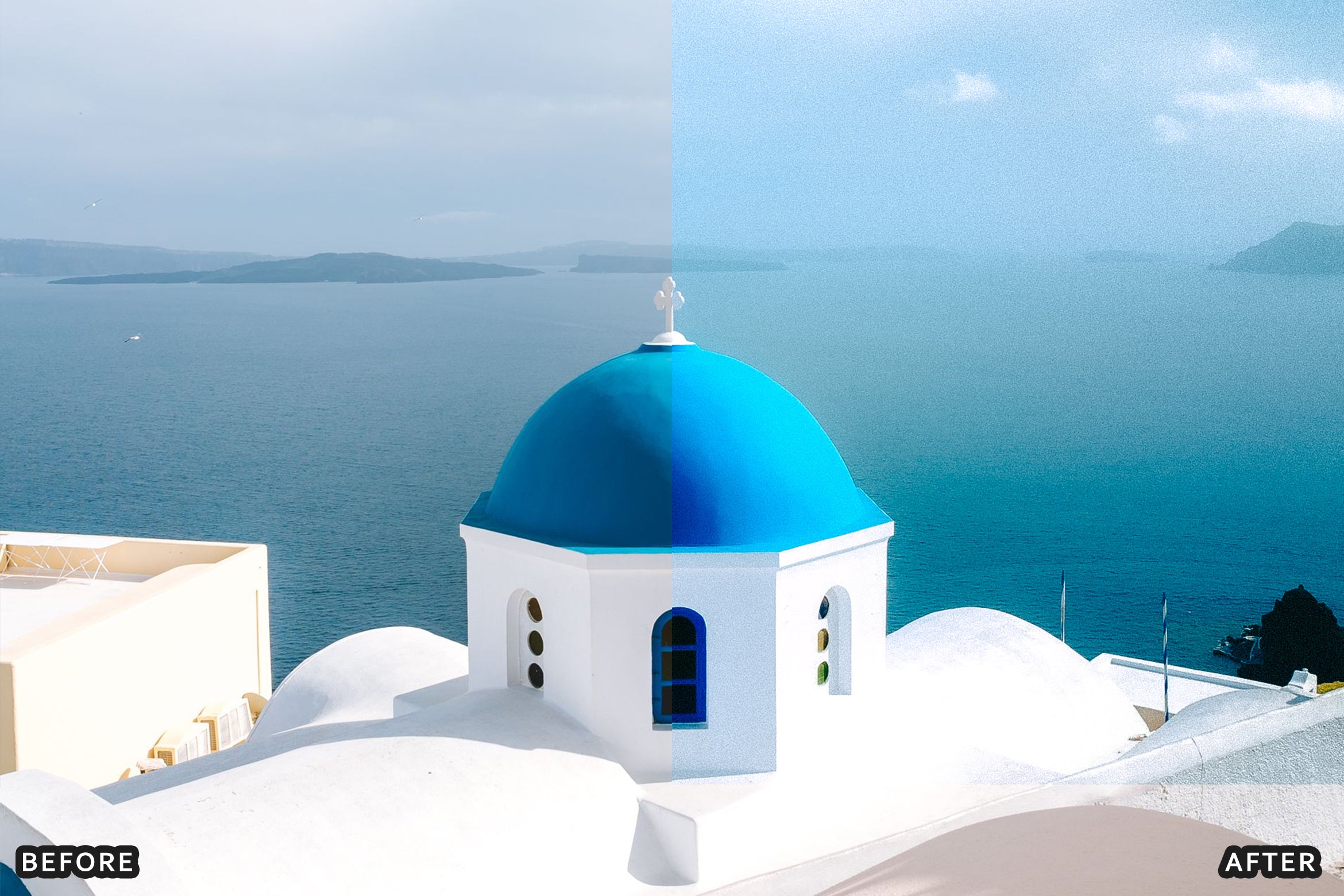 AI-Optimized Santorini White & Blue Lightroom Presets