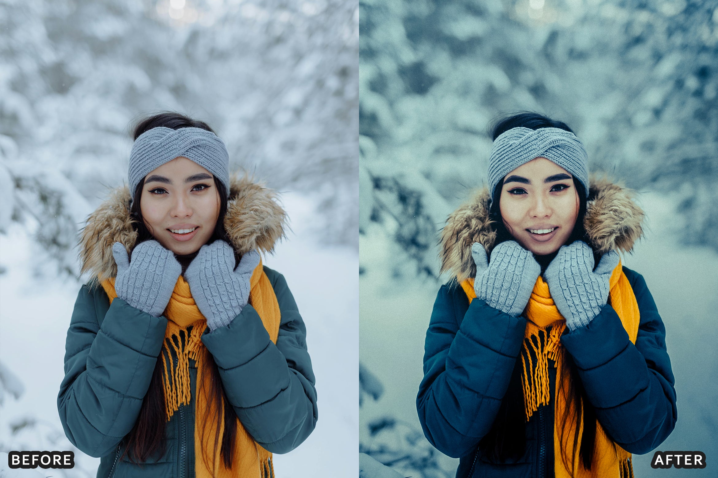 AI-Optimized Winter Snow Portrait Lightroom Presets