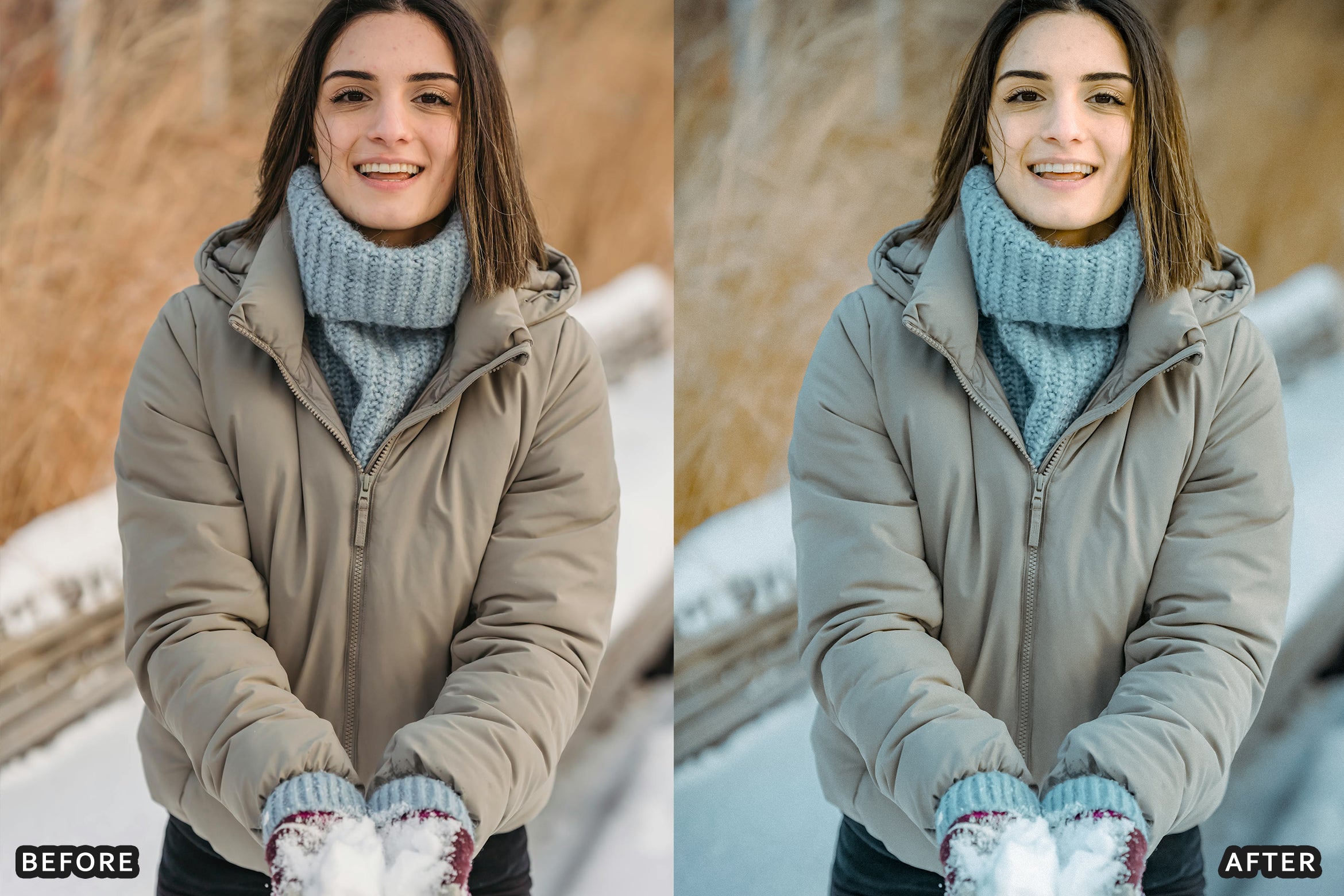 AI-Optimized Winter Sun Snow Portrait Lightroom Presets