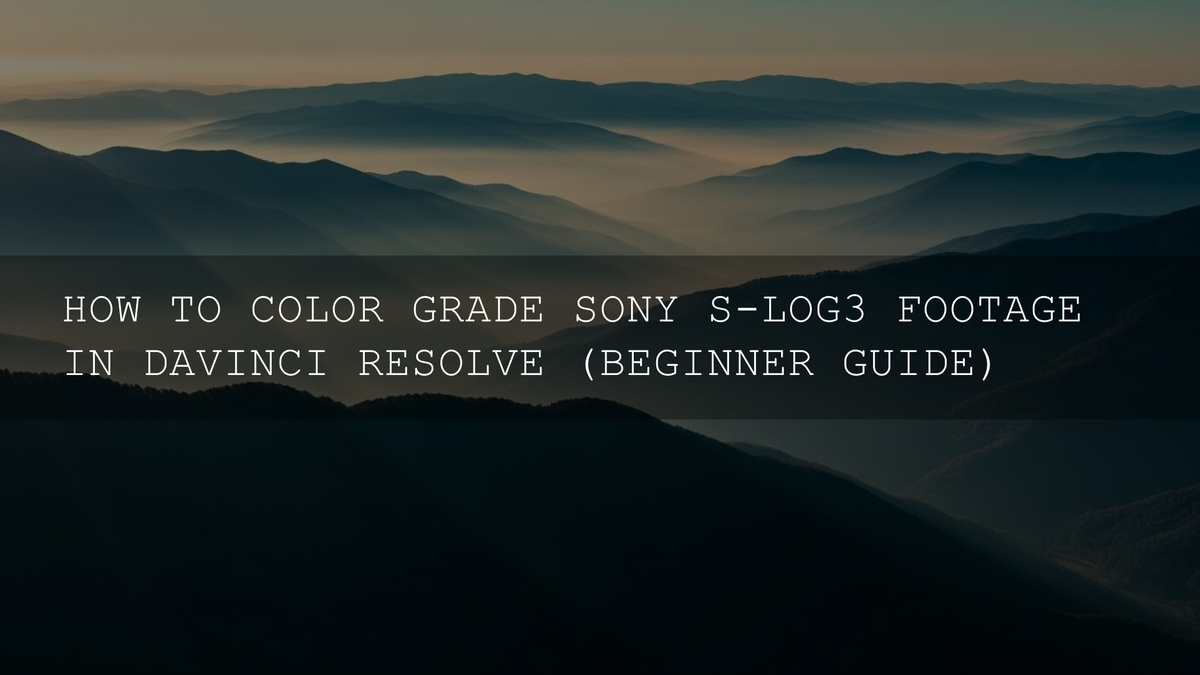 Beginner's Guide to Color Grading Sony S-Log3 in DaVinci Resolve