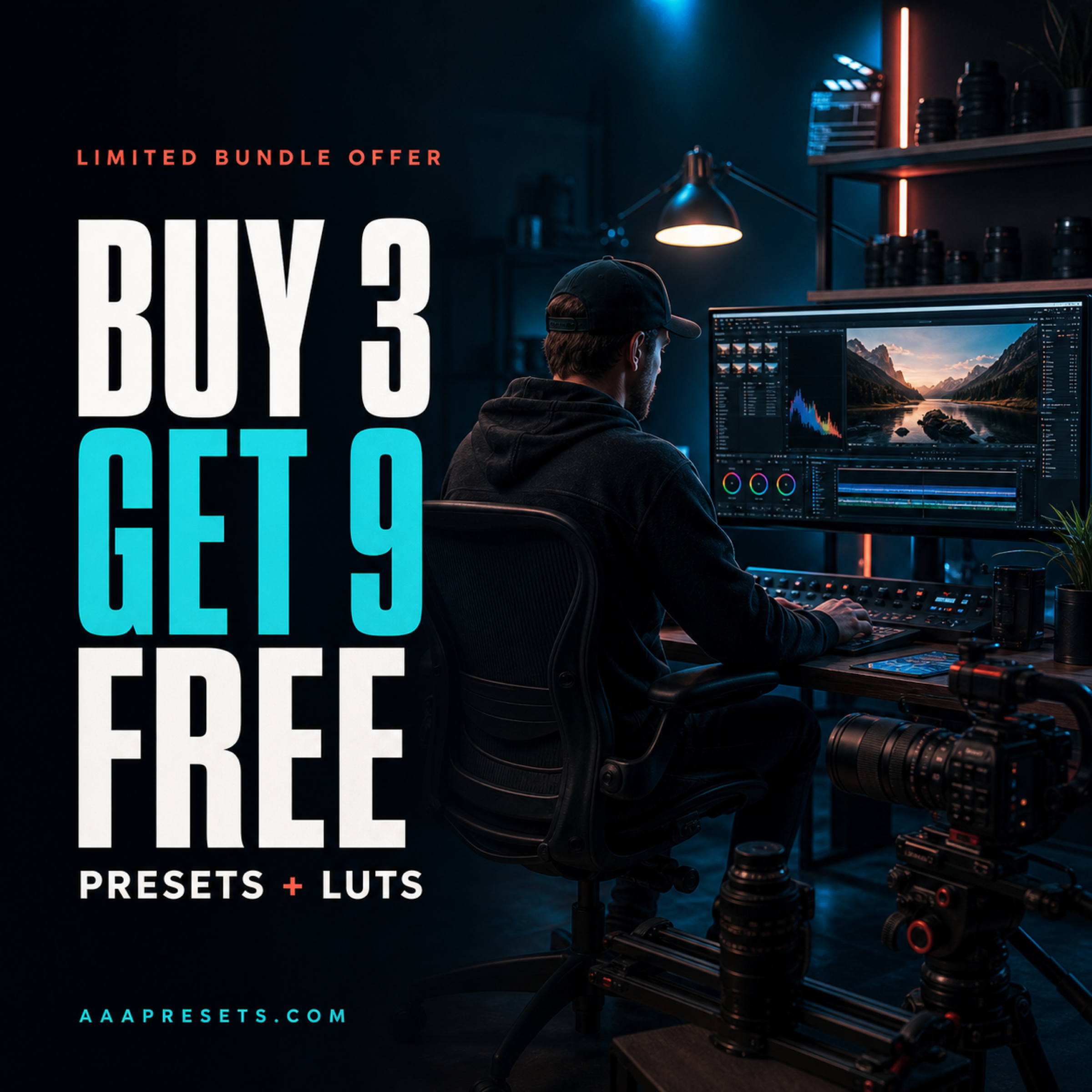 Buy 3, Get 9 Free Presets & LUTs