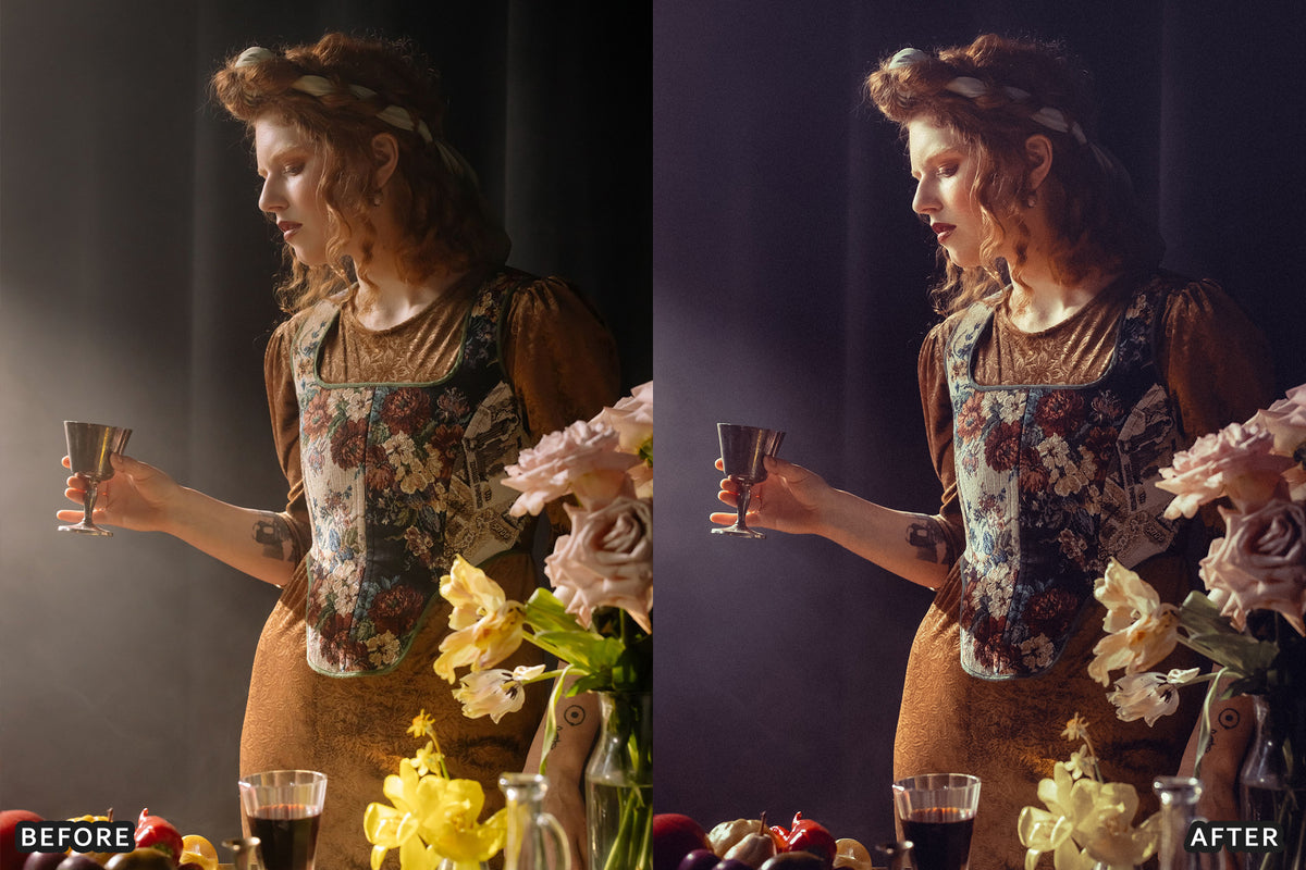 Royal Purple & Cherry Red Lightroom Presets before and after photo example 01