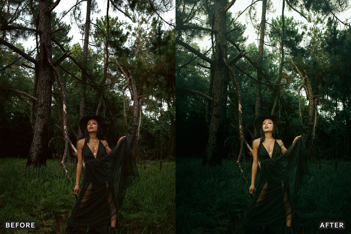 Witchcore Editorial Lightroom Presets before and after photo example 01