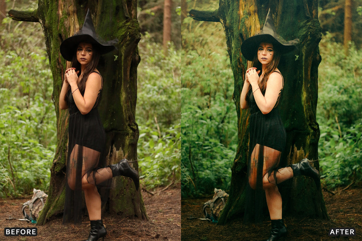 Witchcore Editorial Lightroom Presets before and after photo example 03