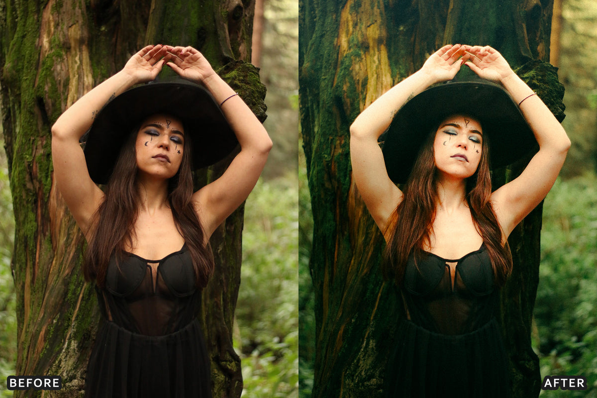 Witchcore Editorial Lightroom Presets before and after photo example 08
