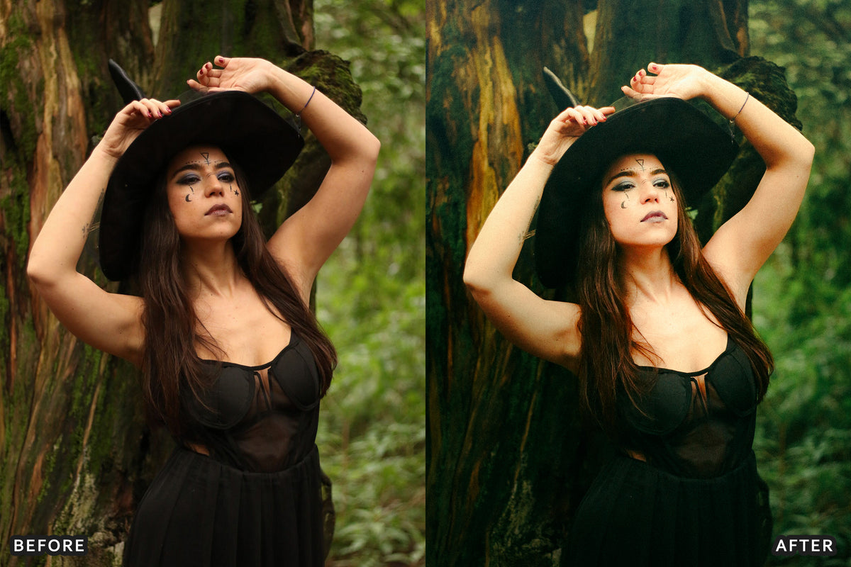 Witchcore Editorial Lightroom Presets before and after photo example 09