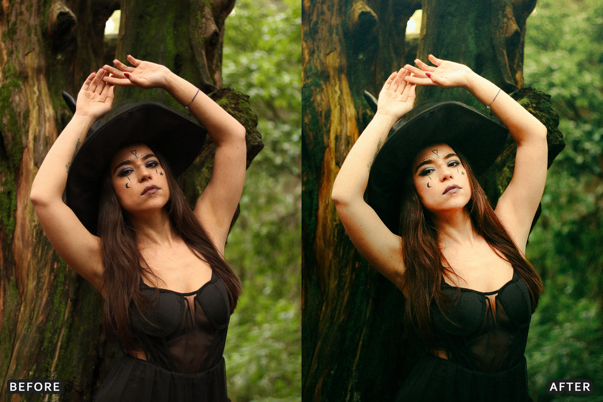 Witchcore Editorial Lightroom Presets before and after photo example 10