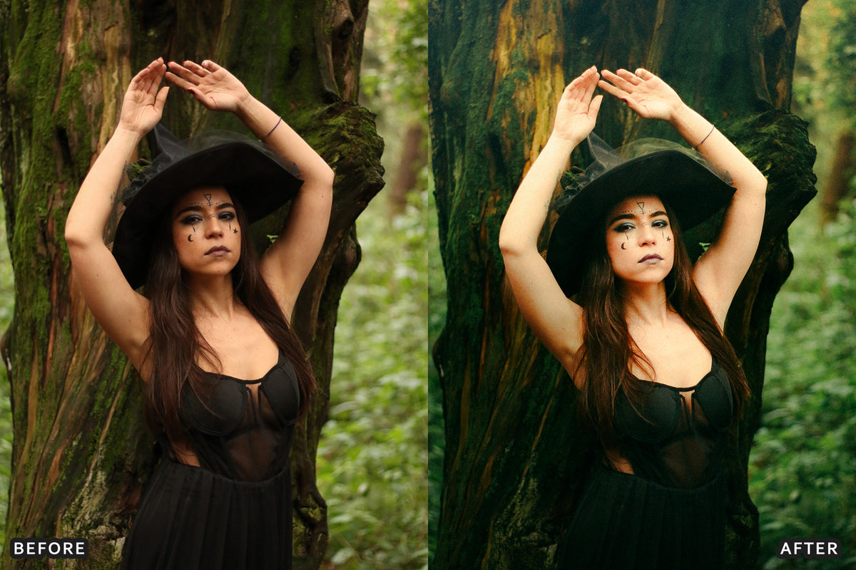 Witchcore Editorial Lightroom Presets before and after photo example 11
