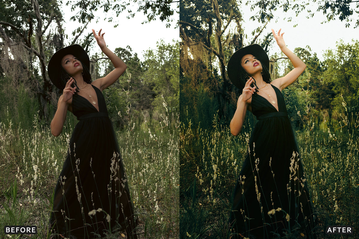 Witchcore Editorial Lightroom Presets before and after photo example 16