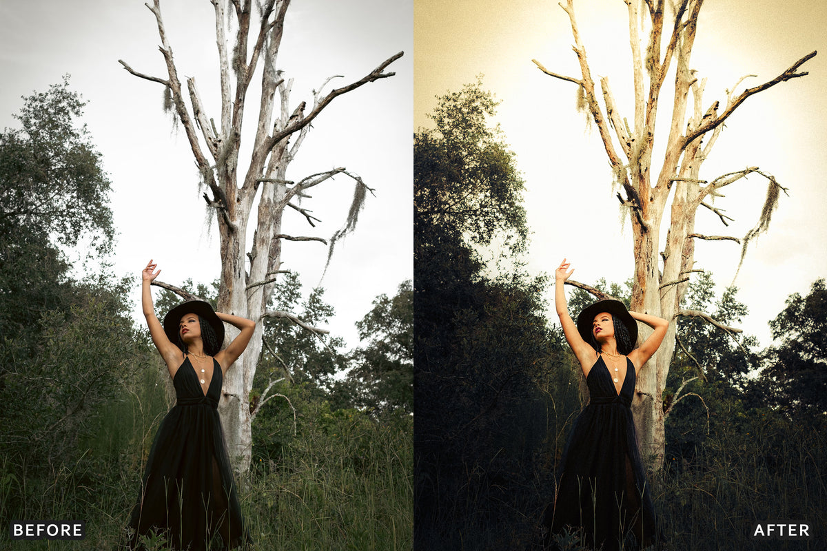Witchcore Editorial Lightroom Presets before and after photo example 17