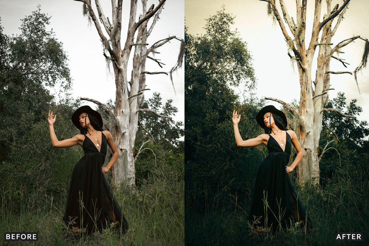 Witchcore Editorial Lightroom Presets before and after photo example 18