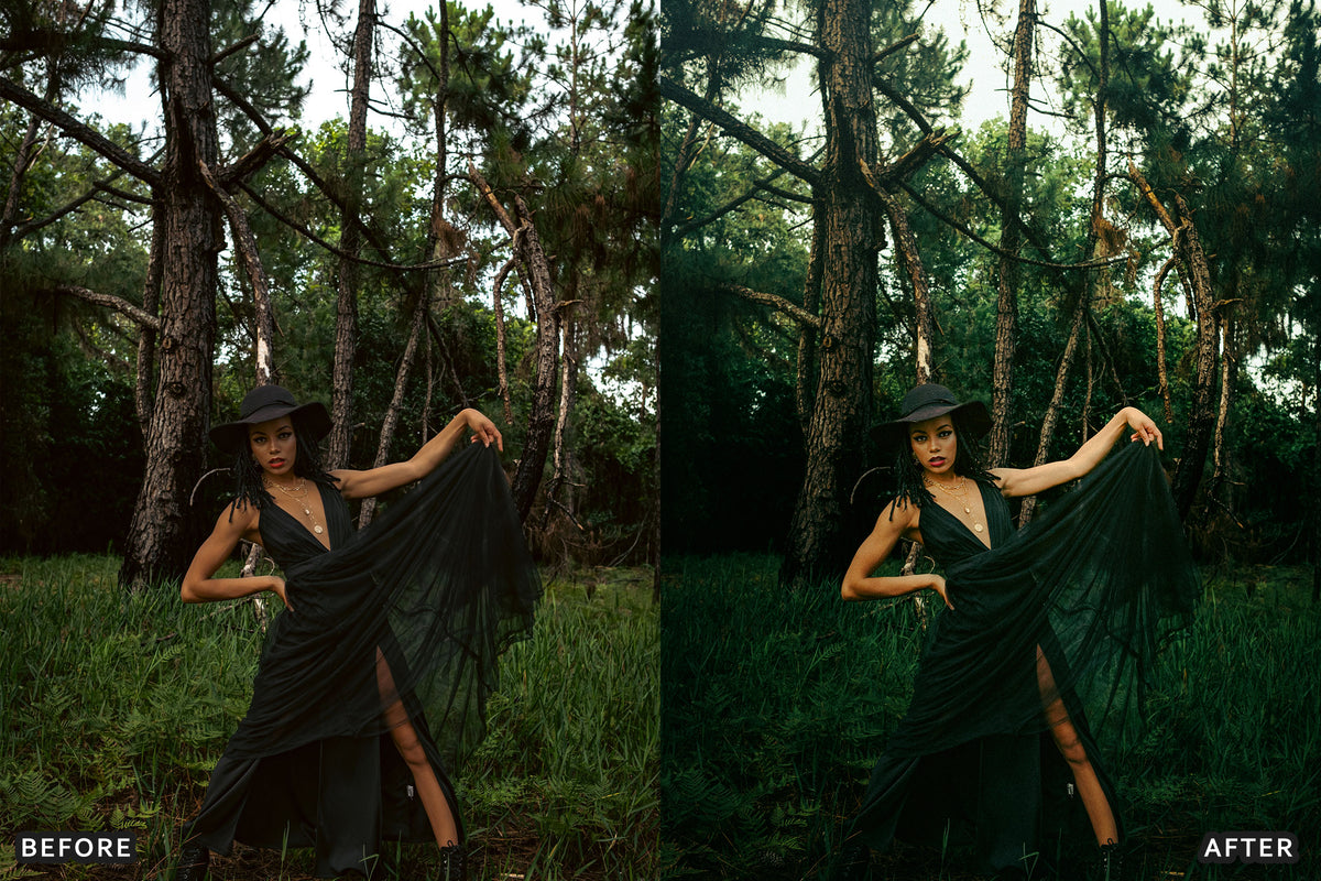 Witchcore Editorial Lightroom Presets before and after photo example 20