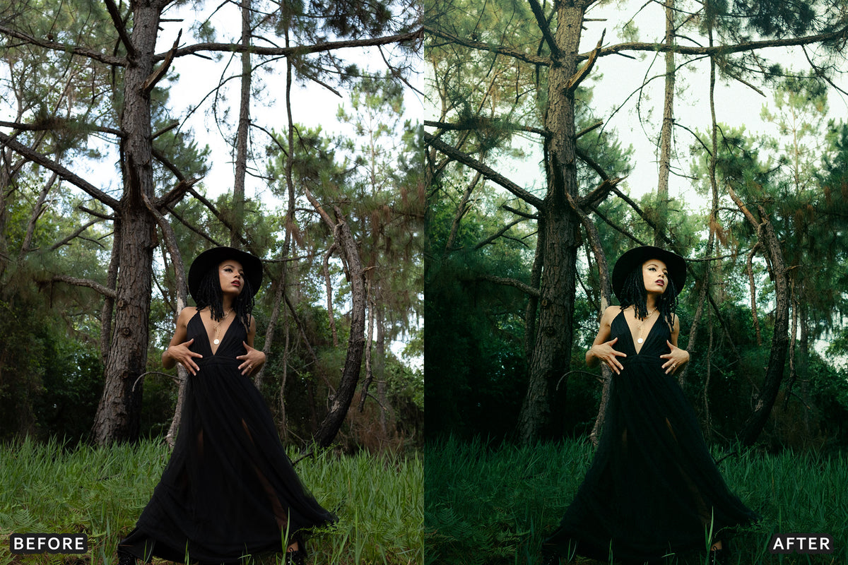 Witchcore Editorial Lightroom Presets before and after photo example 21