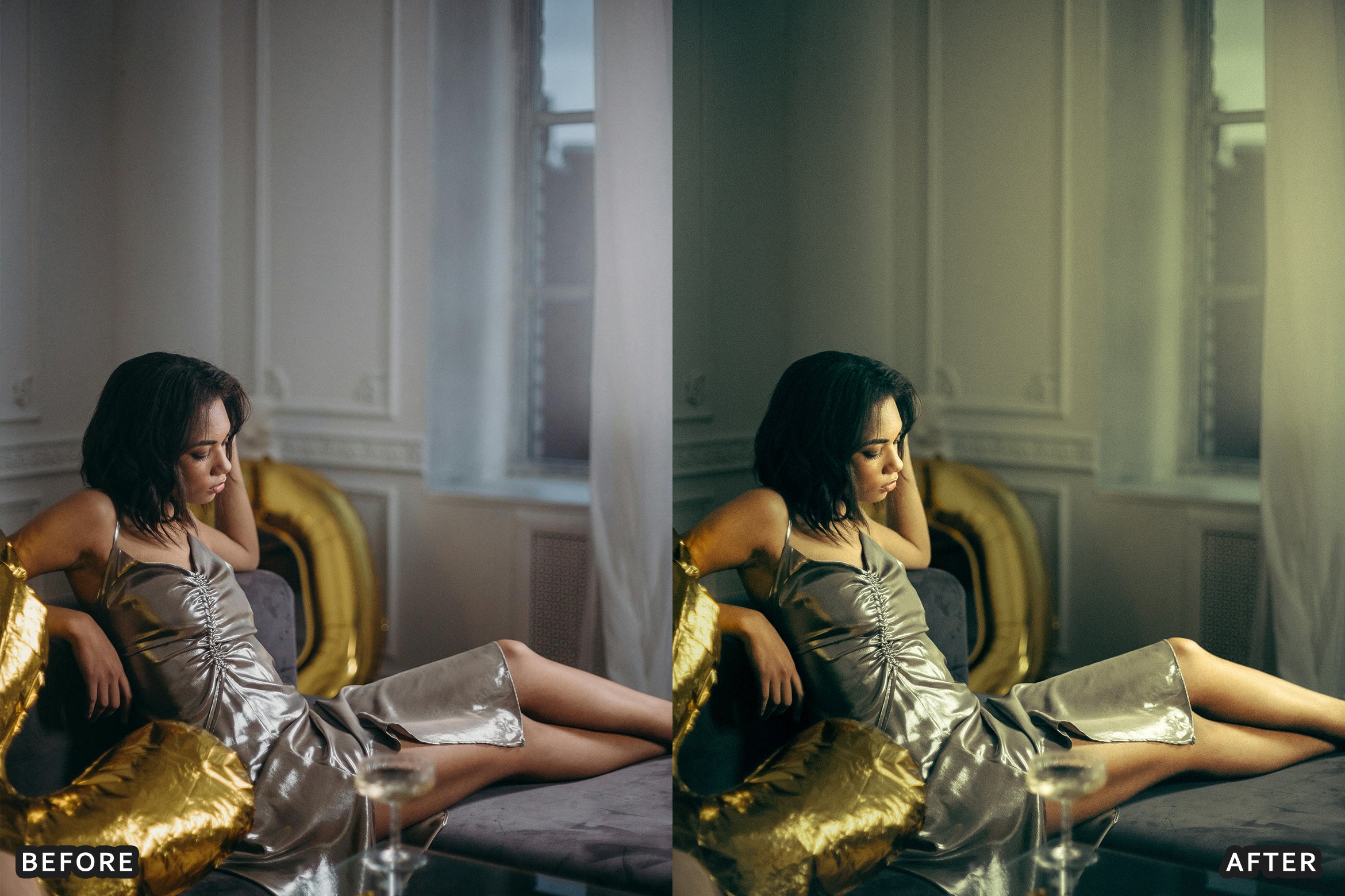 AI-Optimized Champagne Noir Glam Lightroom Presets