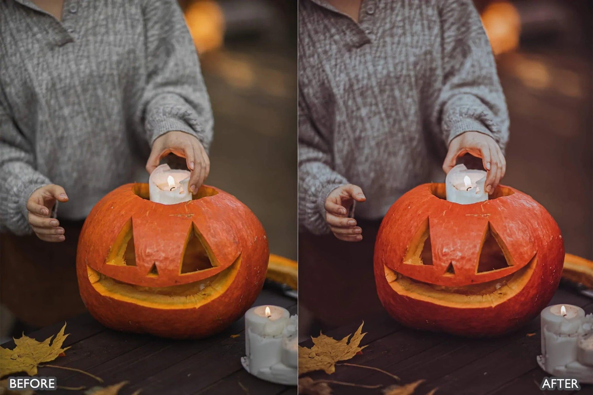 Halloween Autumn Fall Lightroom Presets - adobe lightroom presets, Blogger presets, brown presets, Cinematic Presets, cream presets, Fall Presets, instagram presets, lightroom presets, Minimalist presets, Portrait presets, presets before and after, professional lightroom presets - aaapresets.com